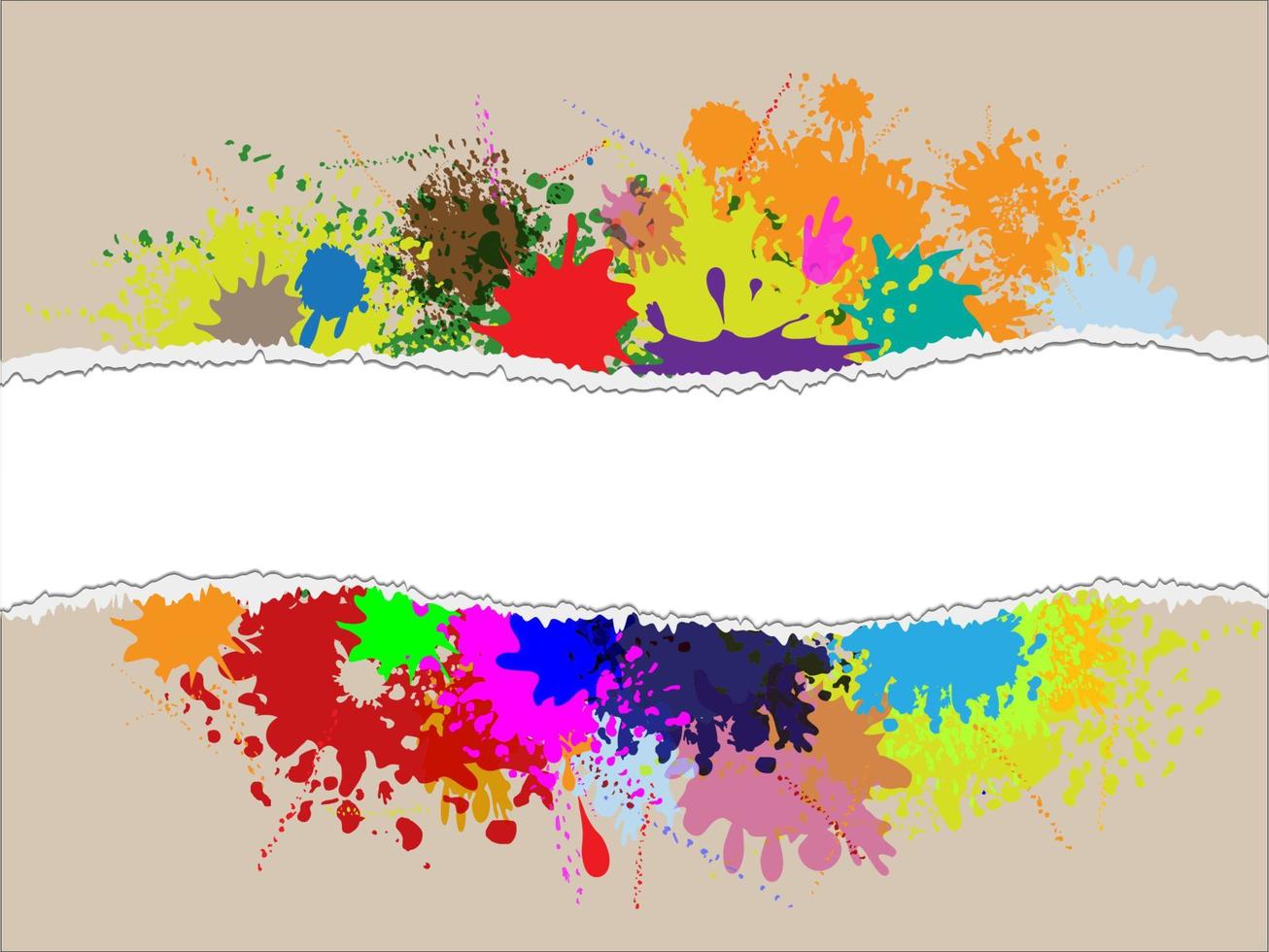 Ripped paper on splash color vector