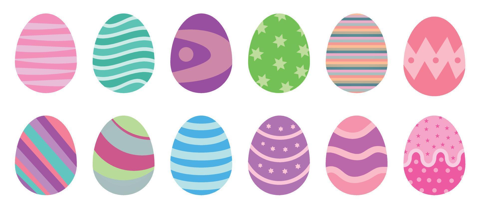 conjunto, de, colorido, huevos de pascua, iconos, vector