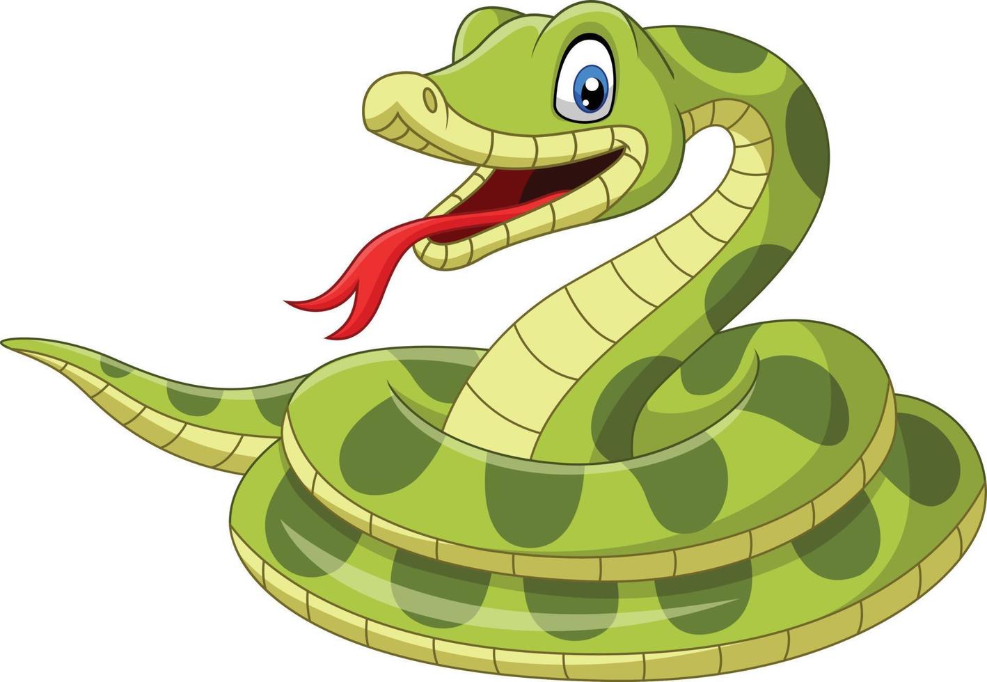 serpiente verde de dibujos animados sobre fondo blanco vector