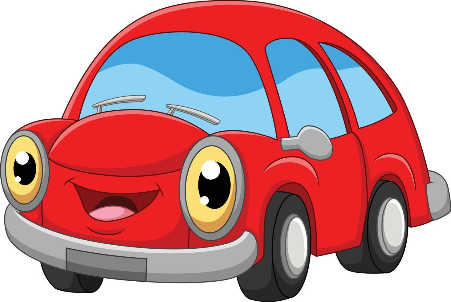 dibujos animados de coche rojo sonriente sobre fondo blanco vector