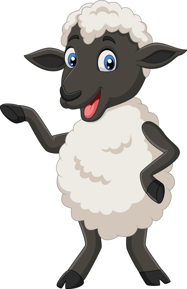 Cute sheep cartoon posing isolated on white background vector