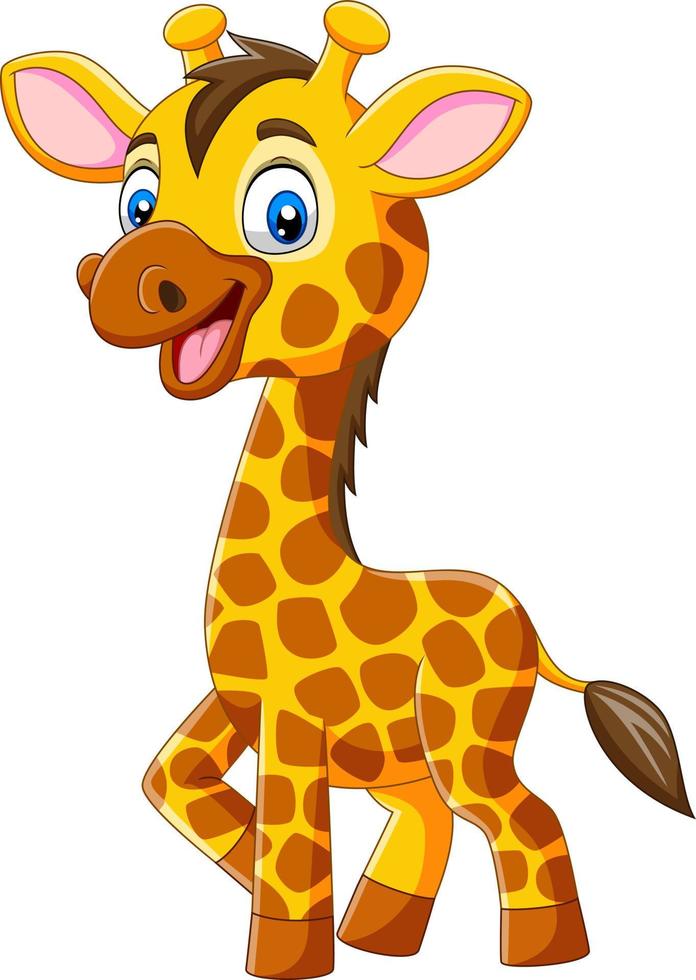 Cute giraffe cartoon isolated on white background vector