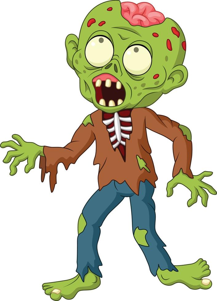 Cartoon zombie isolated on white background vector