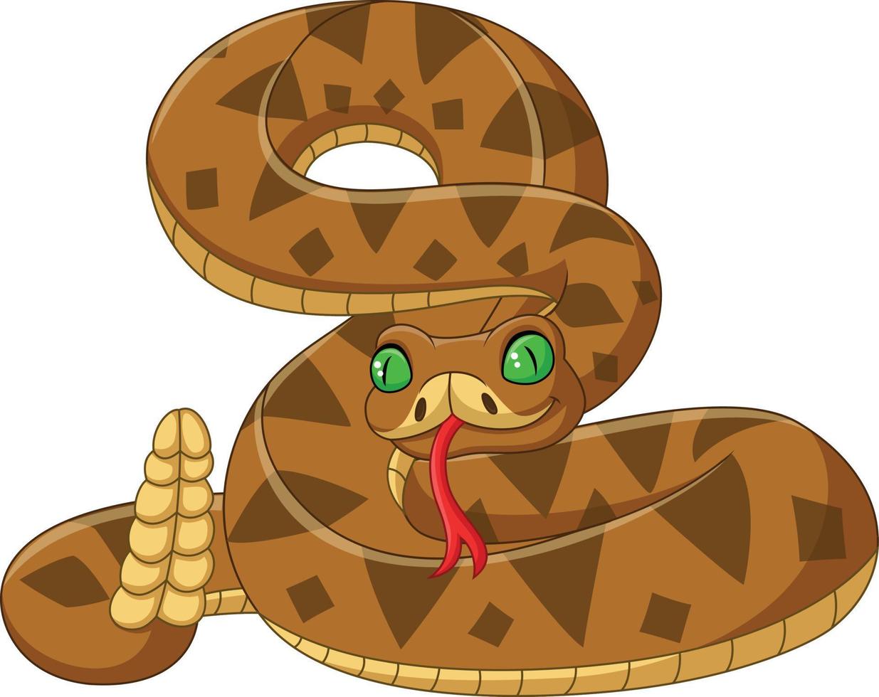 Cartoon brown snake on white background vector