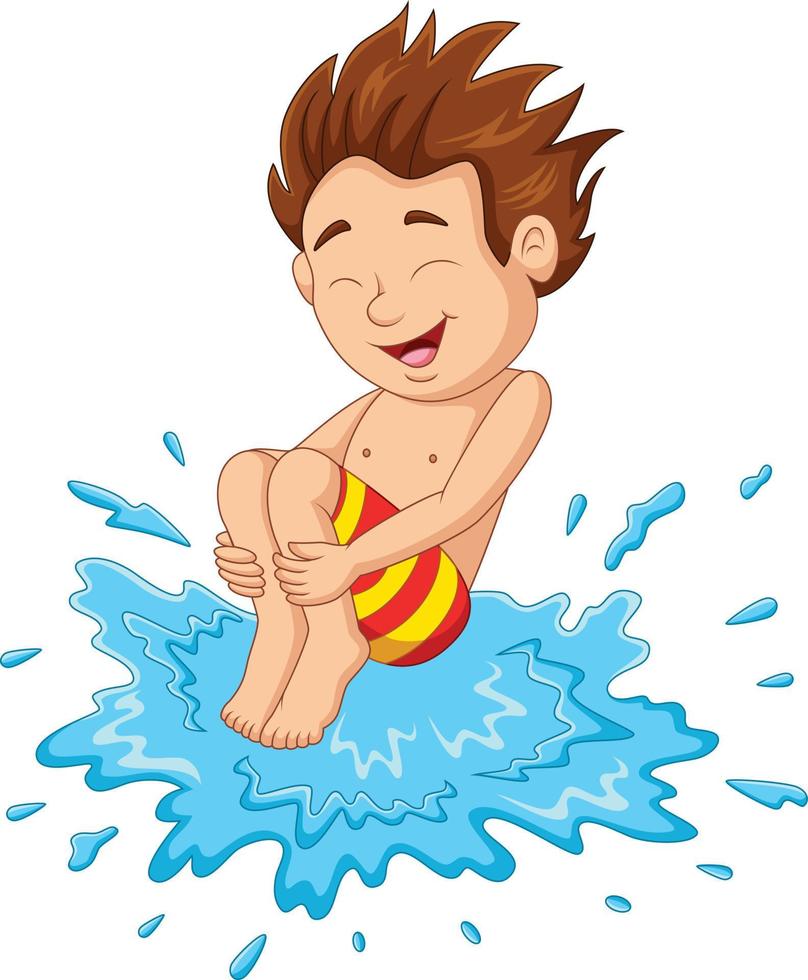 Cartoon boy jumping to the water 7270814 Vector Art at Vecteezy