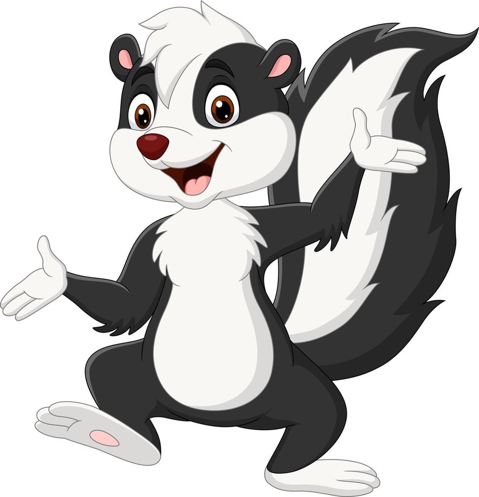 Cartoon skunk presenting on white background vector