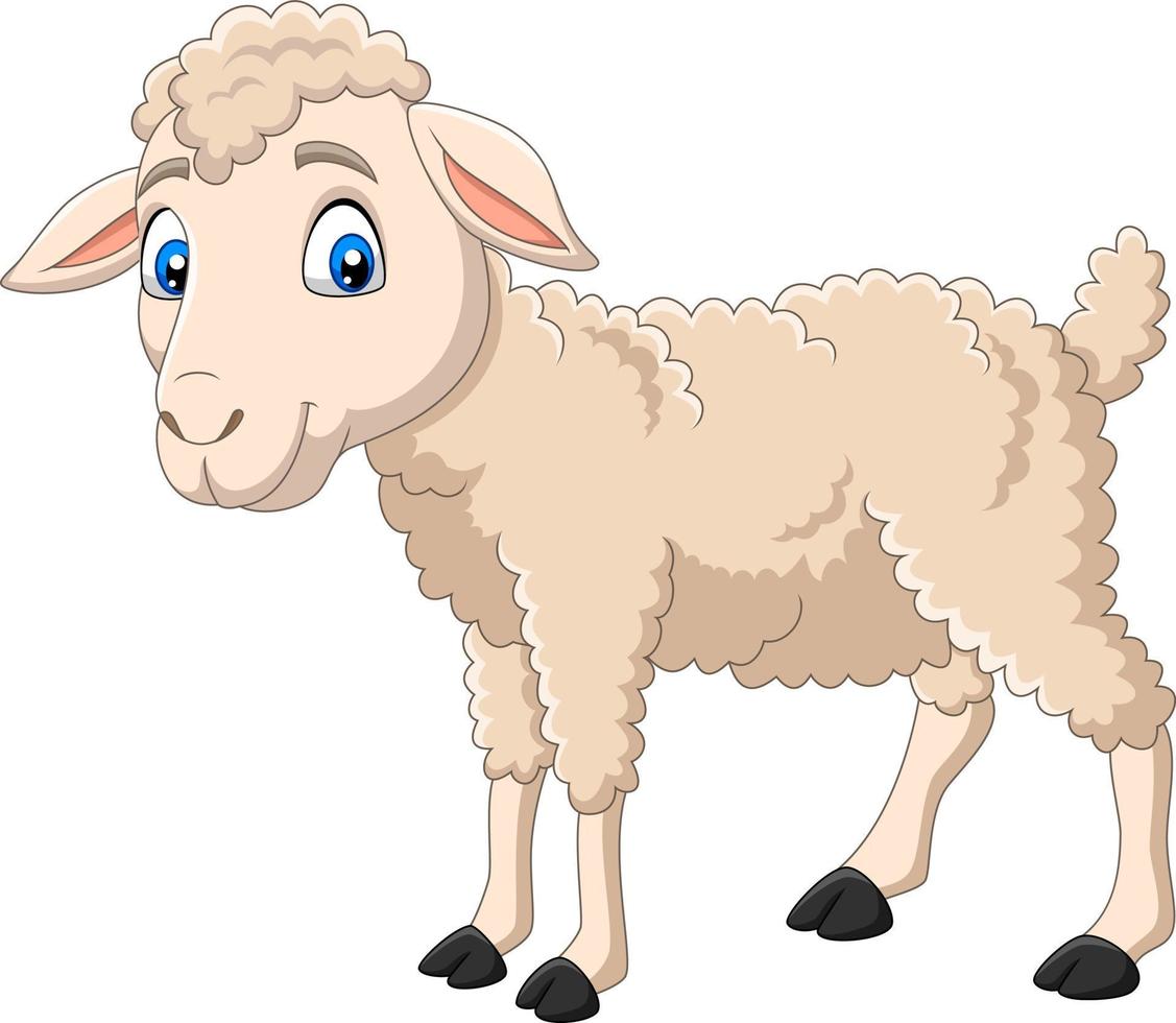 Cartoon happy lamb isolated on white background vector