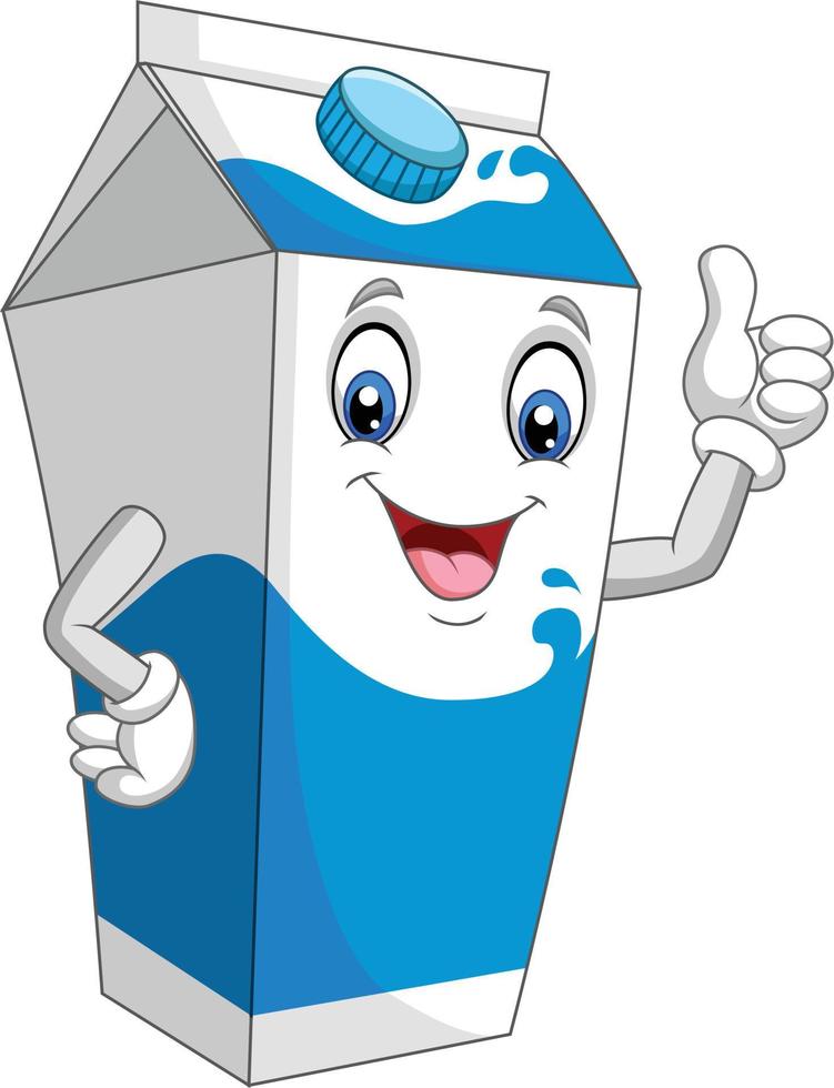 Cartoon milk box giving thumb up vector