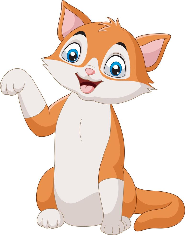 Cartoon funny cat posing on white background vector