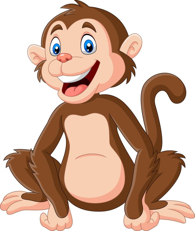 Cute baby monkey sitting on white background vector