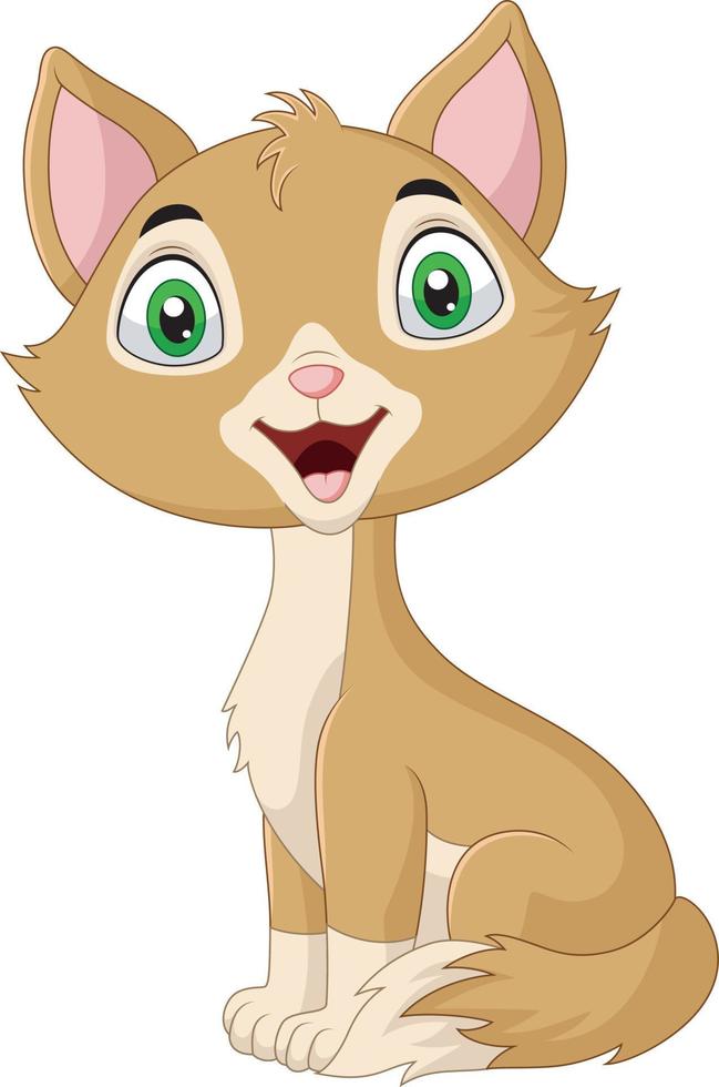 Cartoon cute cat sitting isolated on white background vector