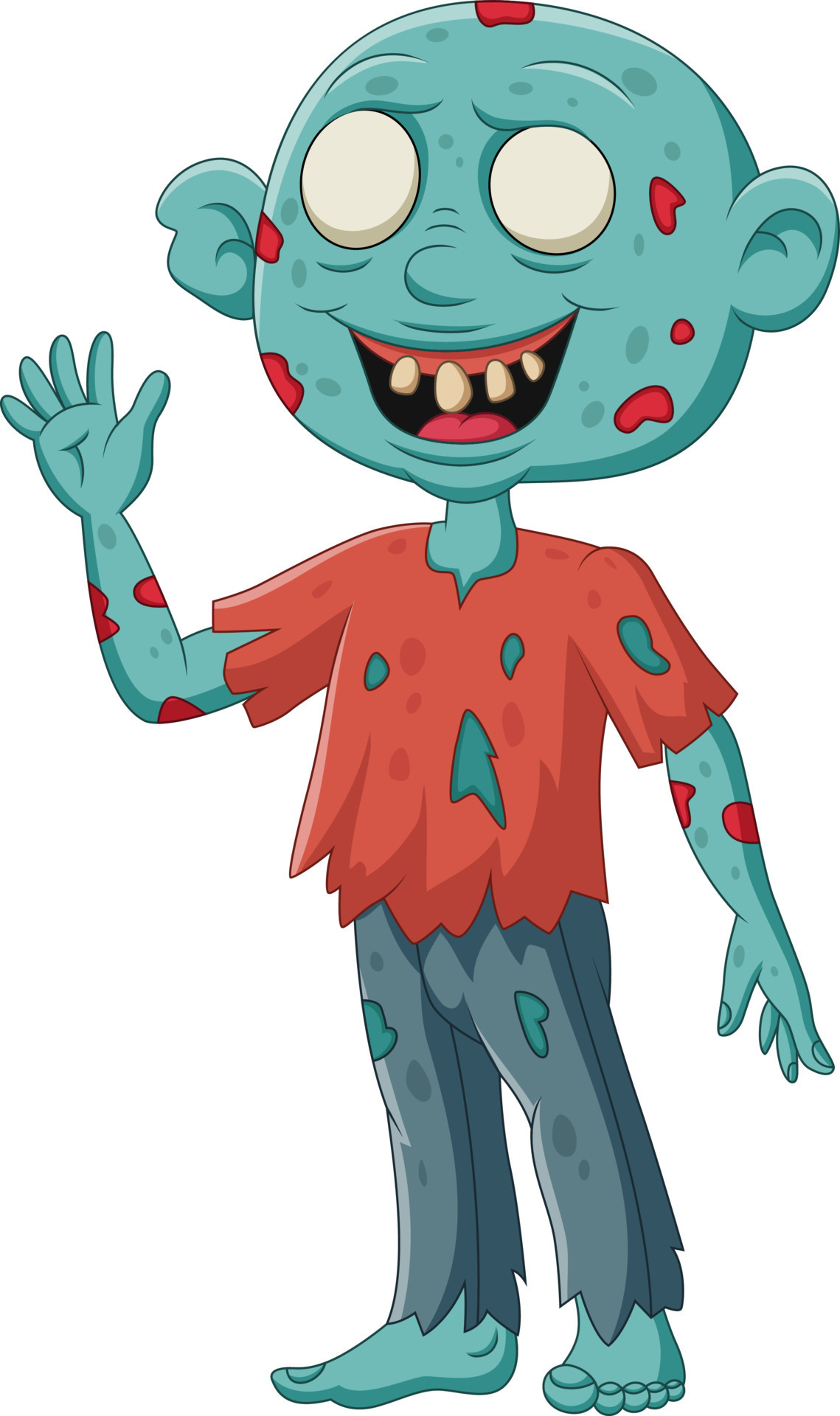 Cartoon zombie stand waving on white background 7270974 Vector Art at Vecteezy