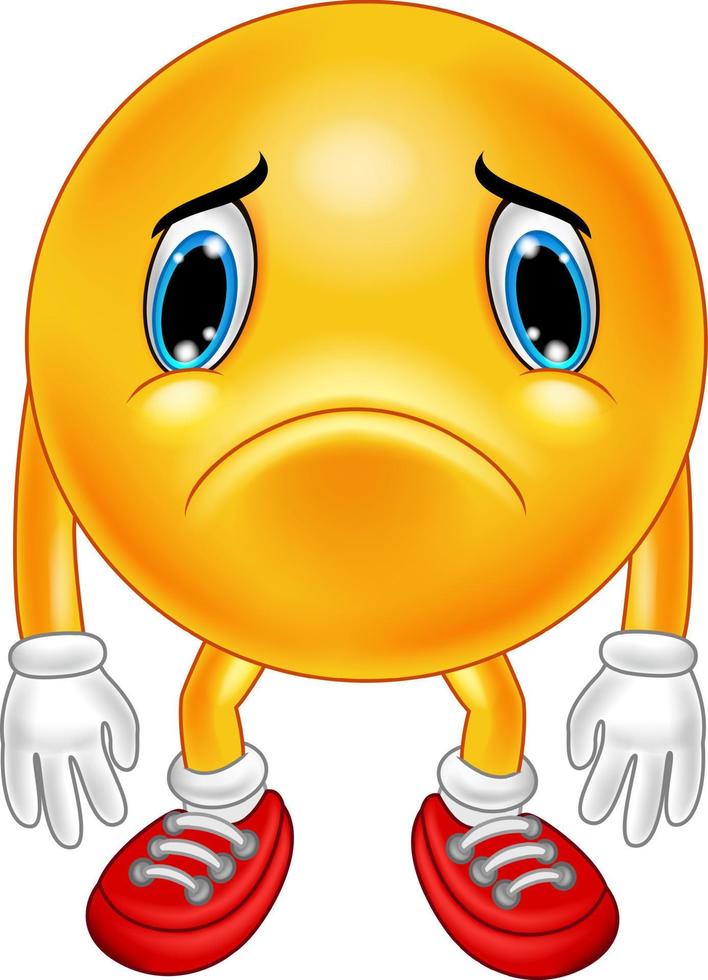 Cartoon sad emoticon on white background vector