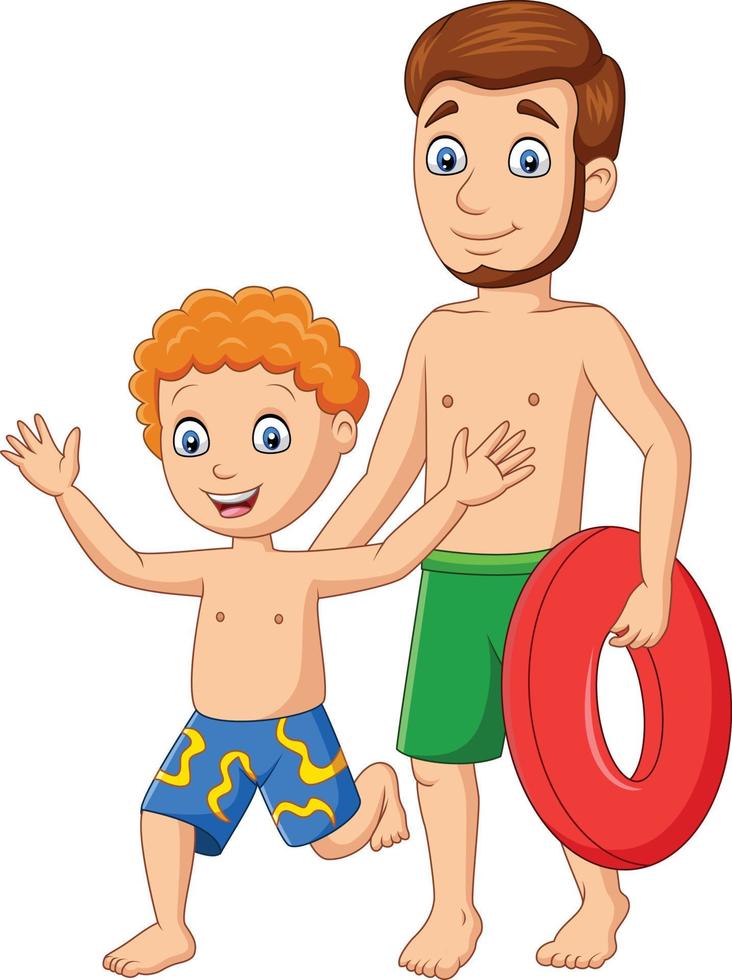Happy father and son summer vacation vector