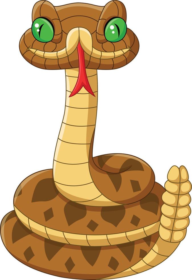 Cartoon brown snake on white background vector