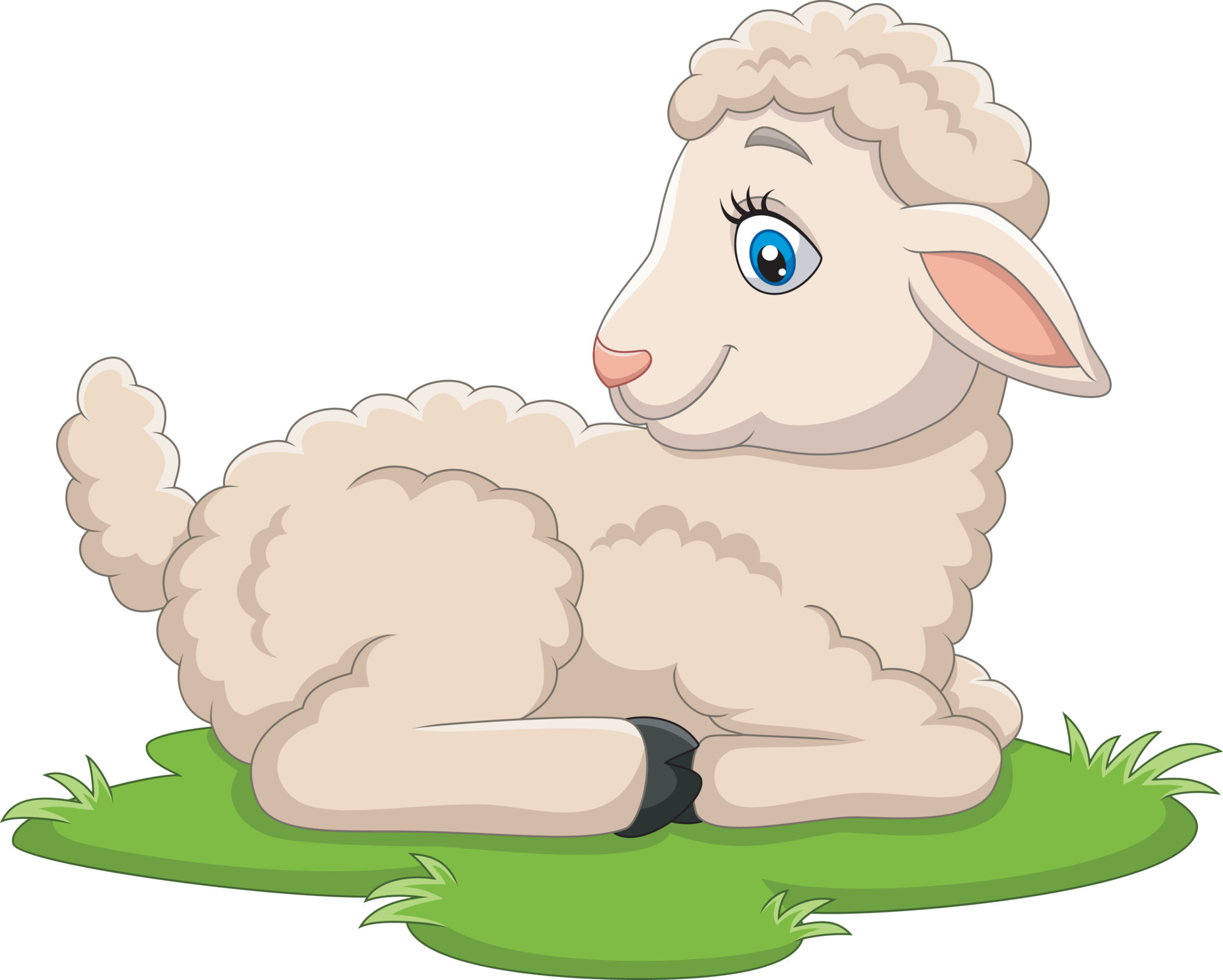 Cartoon happy lamb sitting on the grass 7271067 Vector Art at Vecteezy