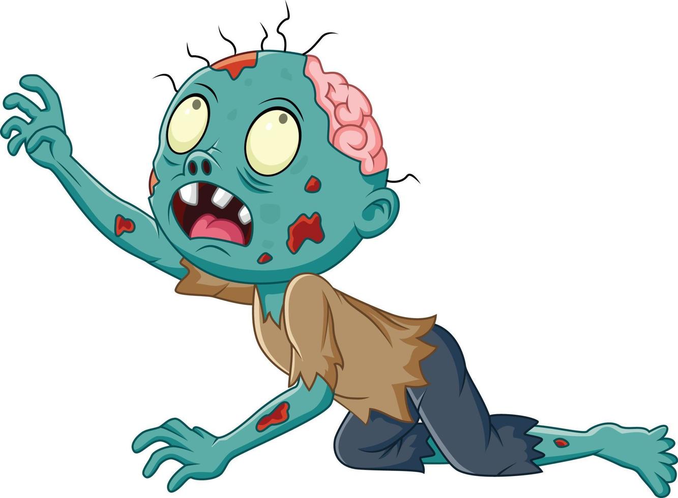 Cartoon zombie crawling isolated on white background vector