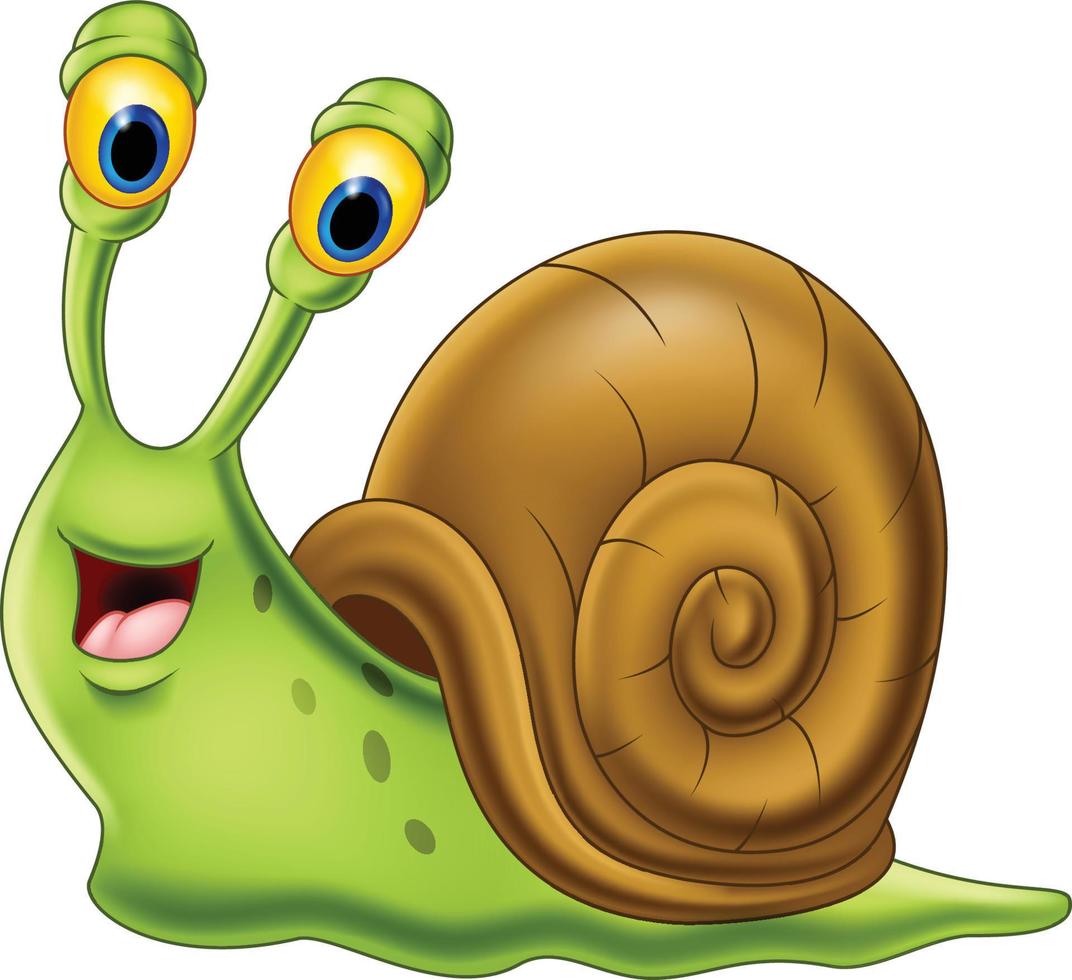 lindo, caracol, caricatura, aislado, blanco, plano de fondo vector