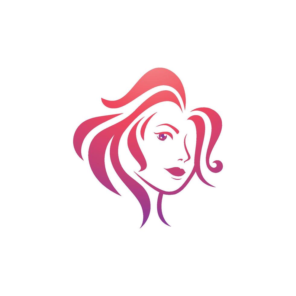 Beauty women long hair style icon vector