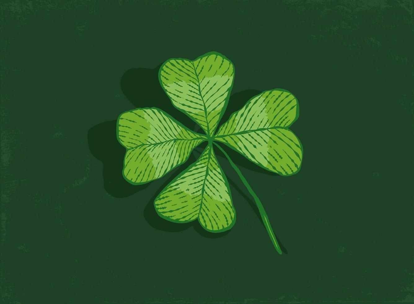 Vector vintage icon of clover with four leaf for Patrick's day.