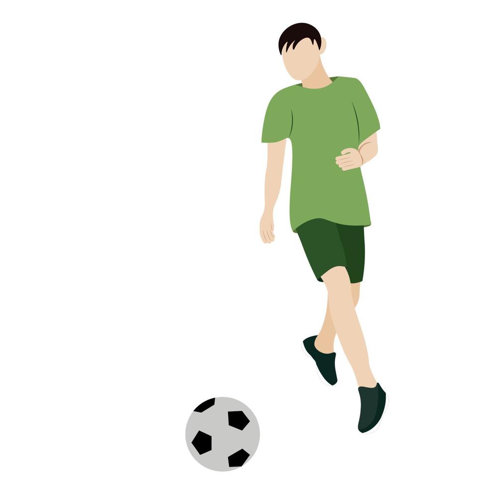Portrait of a guy with a soccer ball, vector, isolated on white background, faceless illustration, a guy plays soccer vector