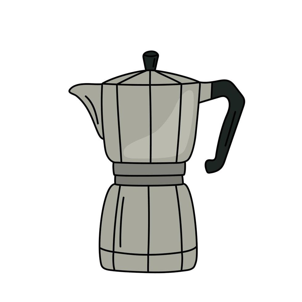 Hand drawn geyser coffee maker. vector