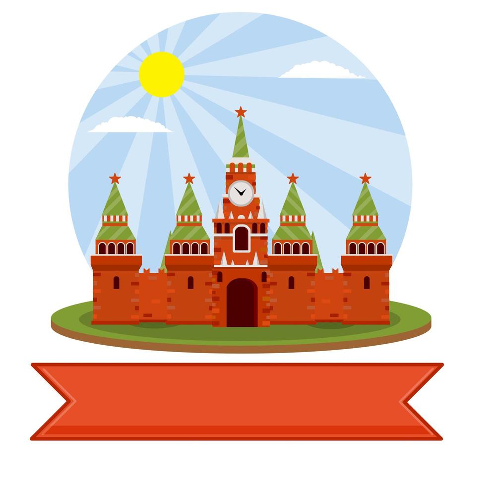 Moscow kremlin. Tourist destination for tour to capital. vector