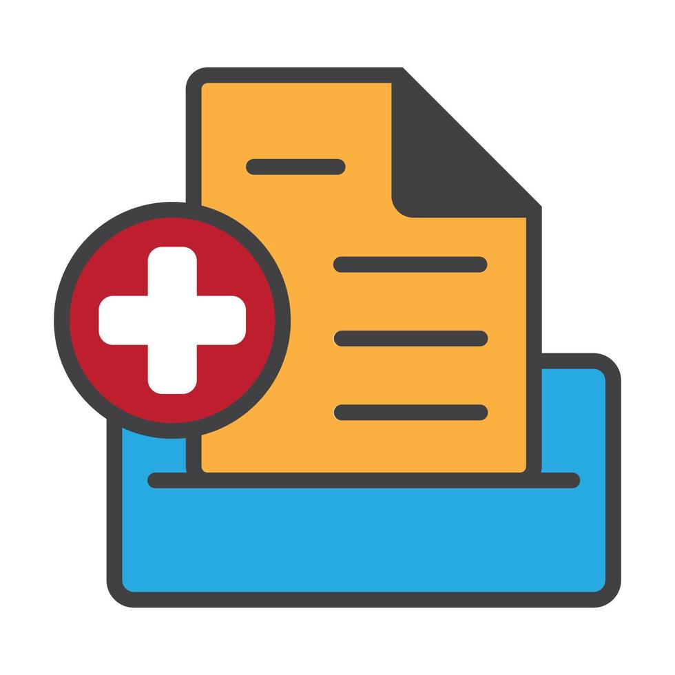 Medical record flat color icon for apps or websites vector