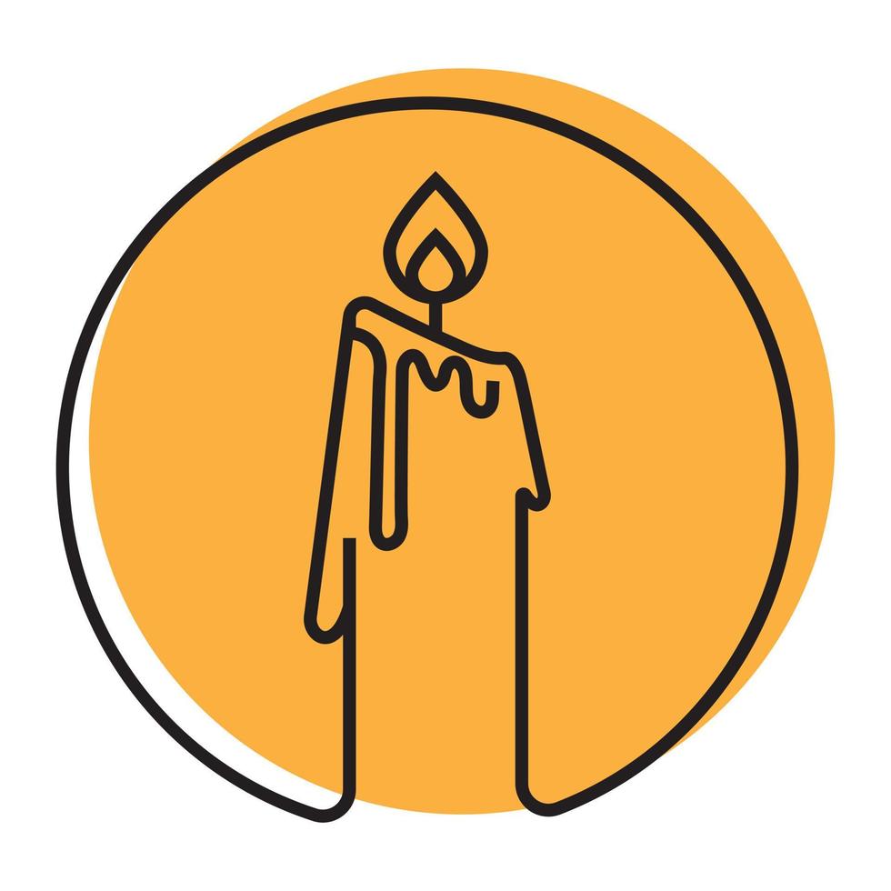 lit candle flat color vector icon or logo