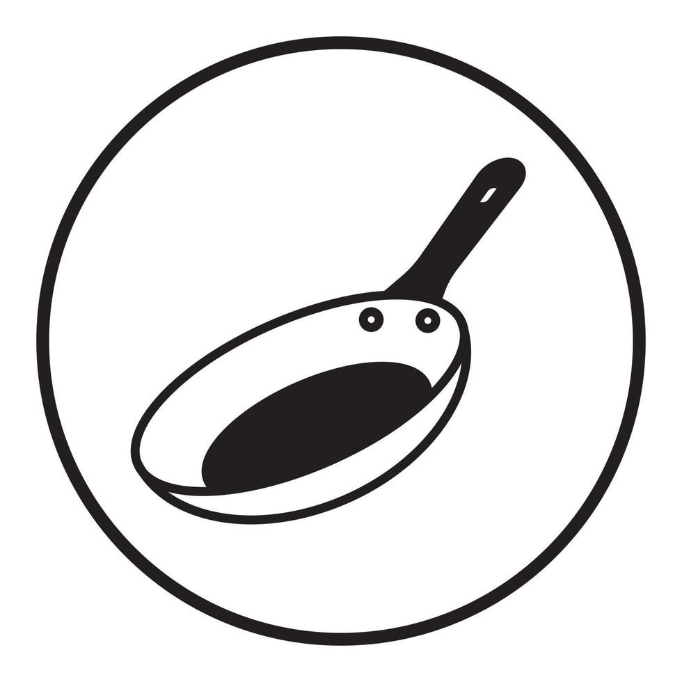 Circled frying pan skillet flat icon for apps and websites vector