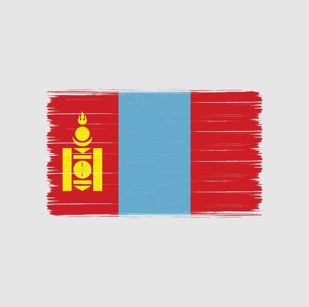 pincel de bandera de mongolia. bandera nacional vector