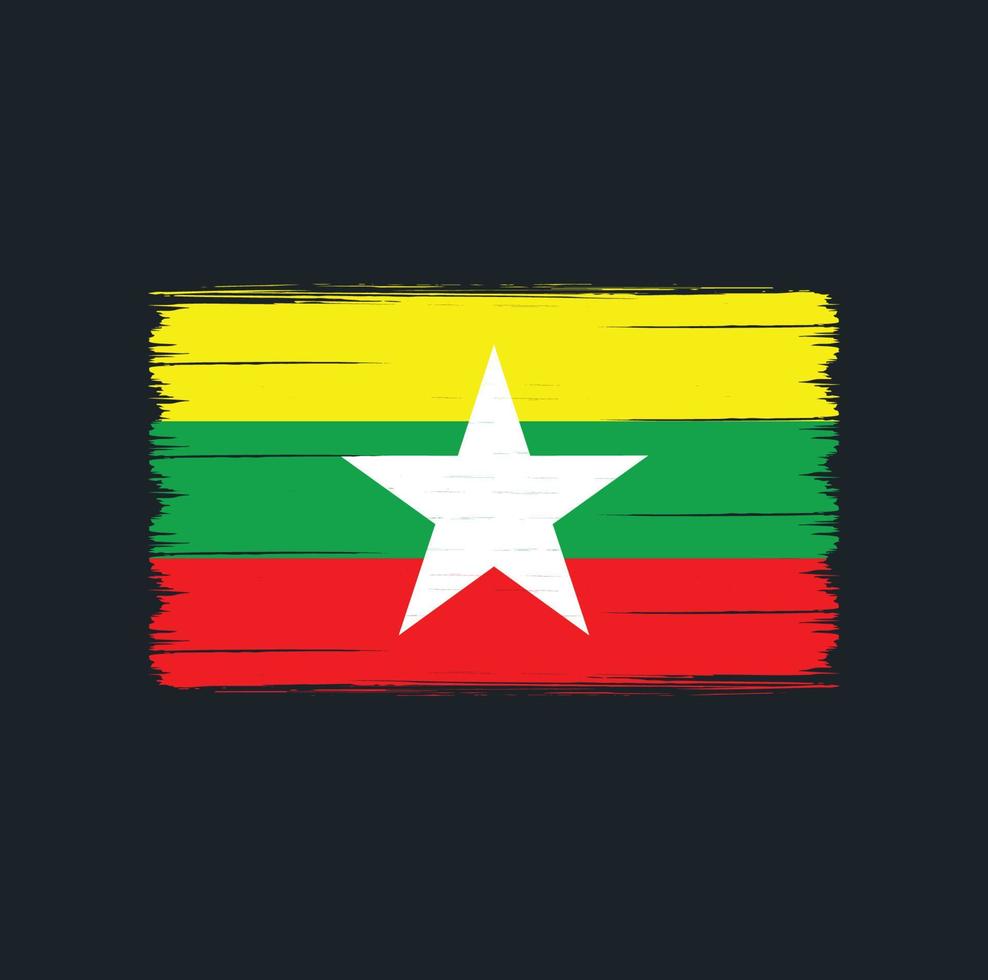 Myanmar Flag Brush. National Flag vector