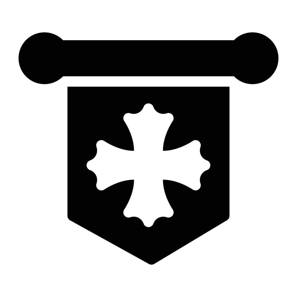 Ilustración de vector de signo de bandera medieval en un fondo. Símbolos de calidad premium. Iconos vectoriales para concepto y diseño gráfico.