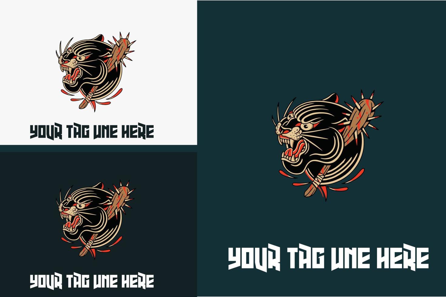 logo design of head panther angry vector illustration