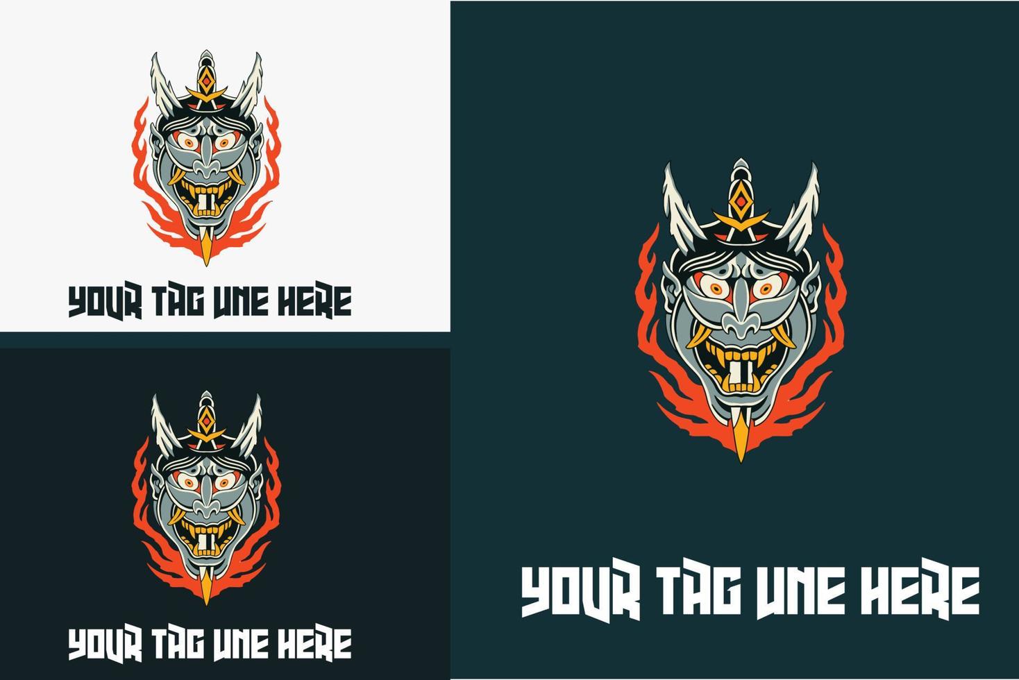 mascot design of head devil and flame vector