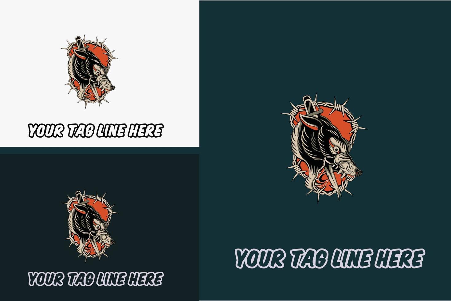 logo design of head wolf angry vector illustration