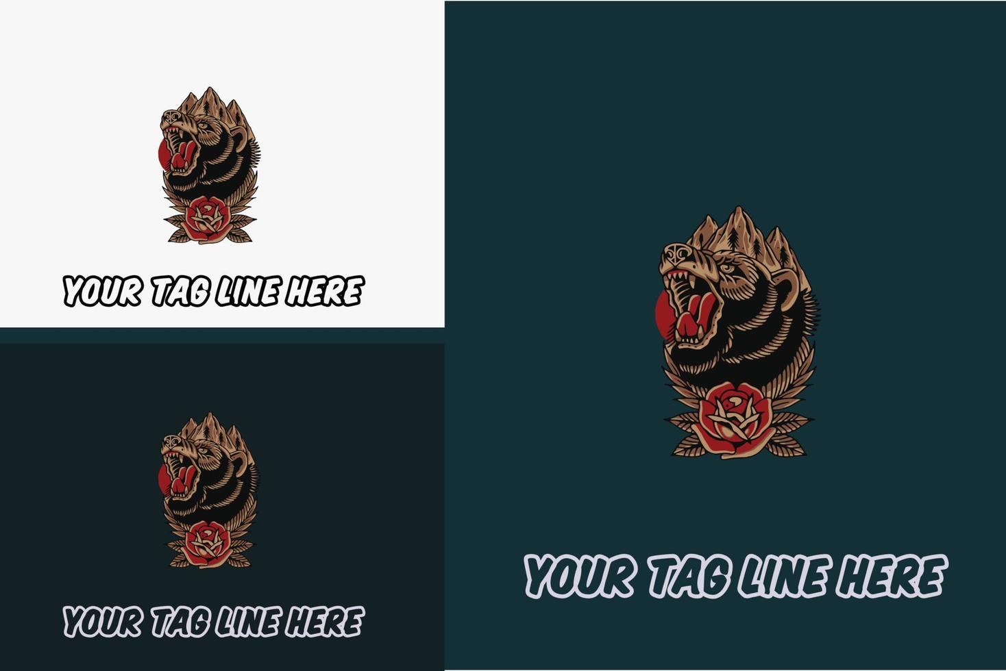 artwork design of head bear and mount vector
