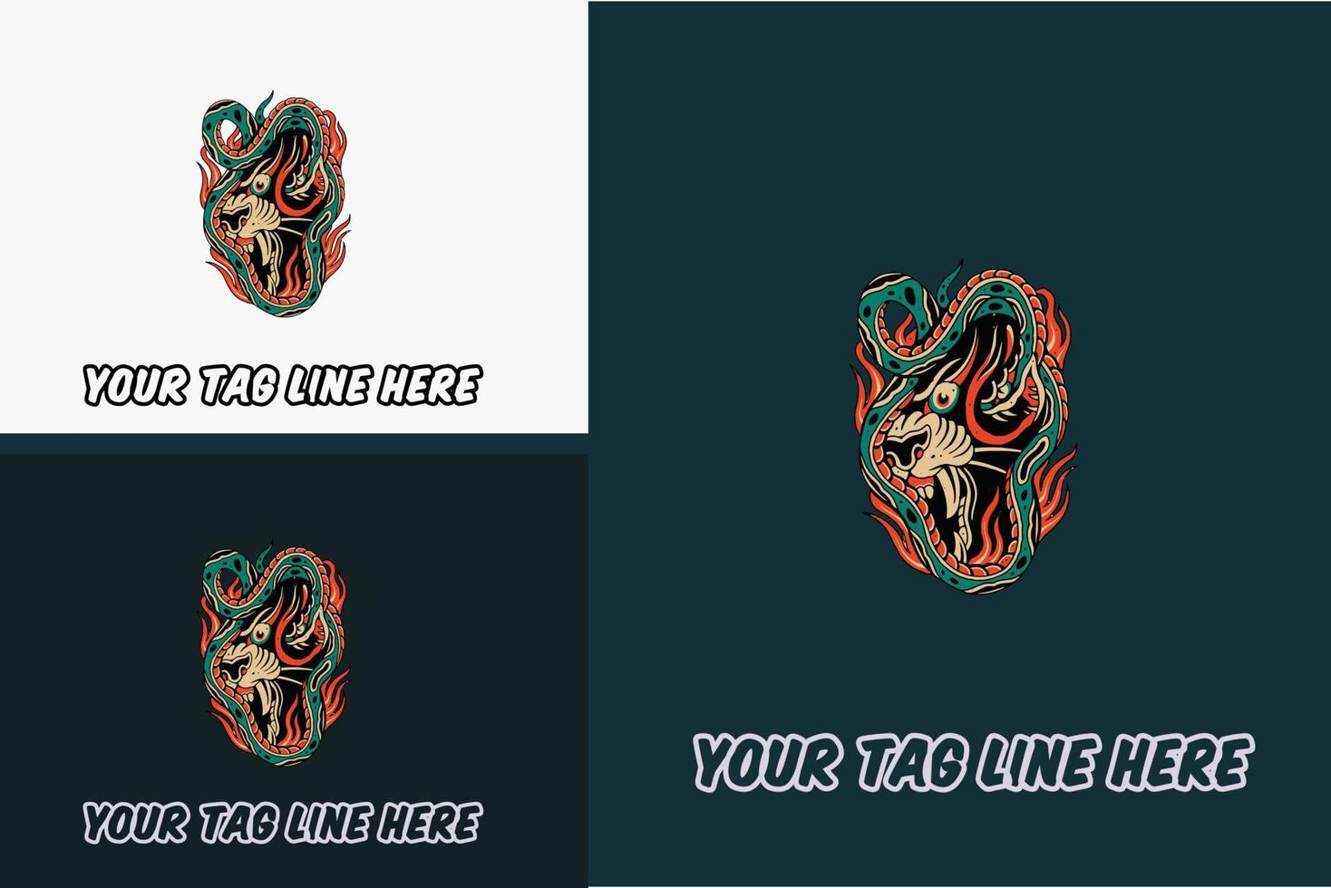logo design of snake and head panther vector