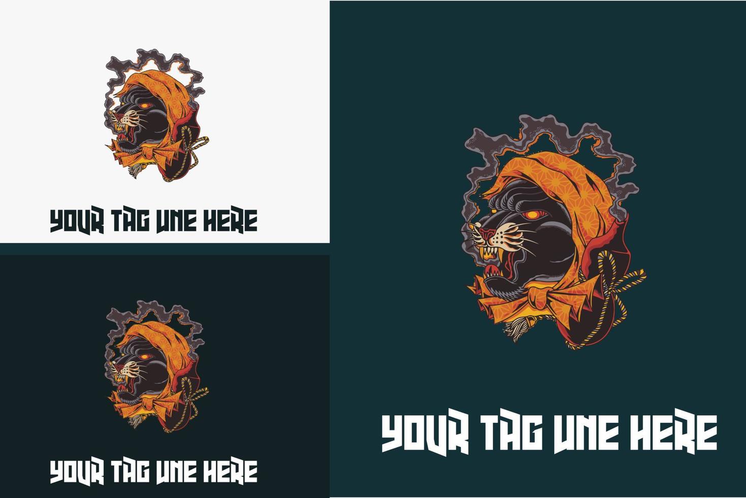 logo design colorful of head black panther vector illustration