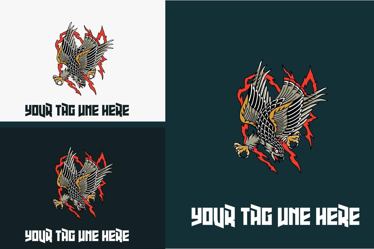 logo design of eagle and flame vector