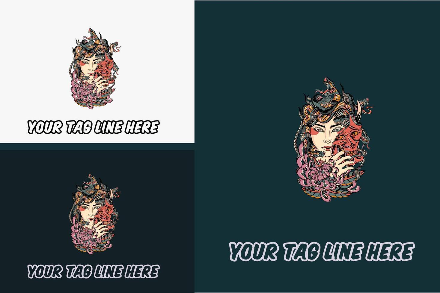 artwork design of geisha and mask vector