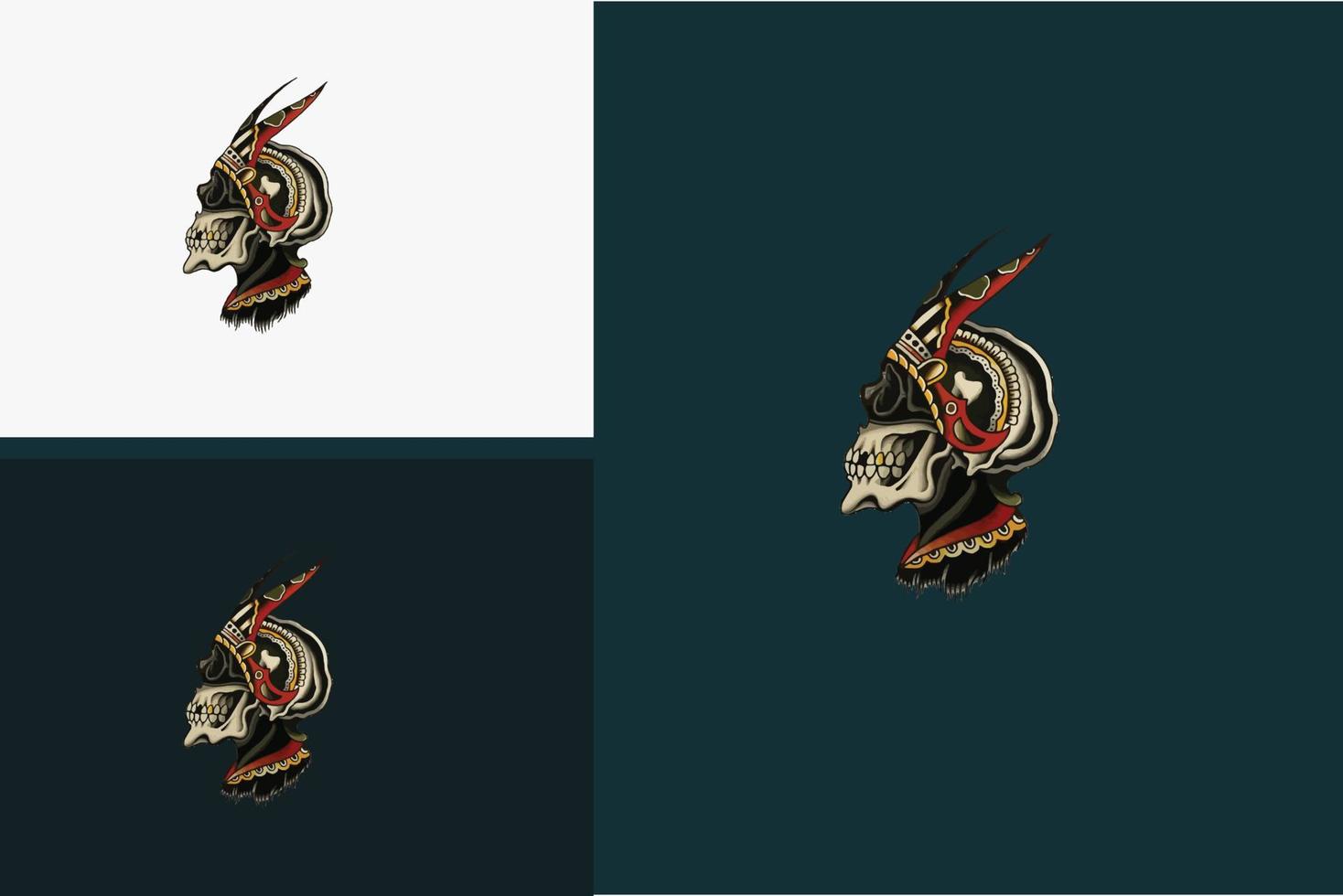 artwork design of head skull with horn vector
