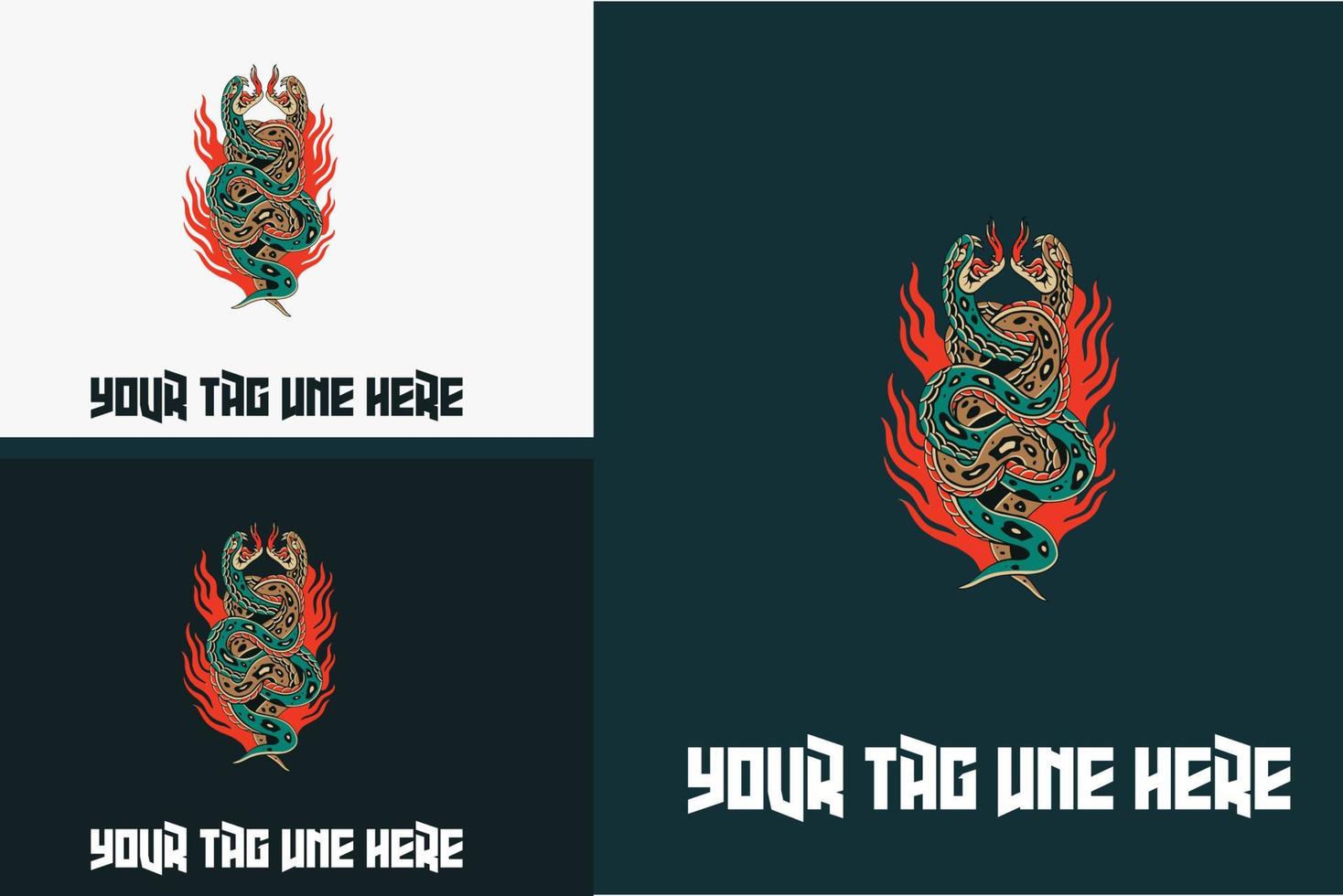 tattoo design of snake with flame vector