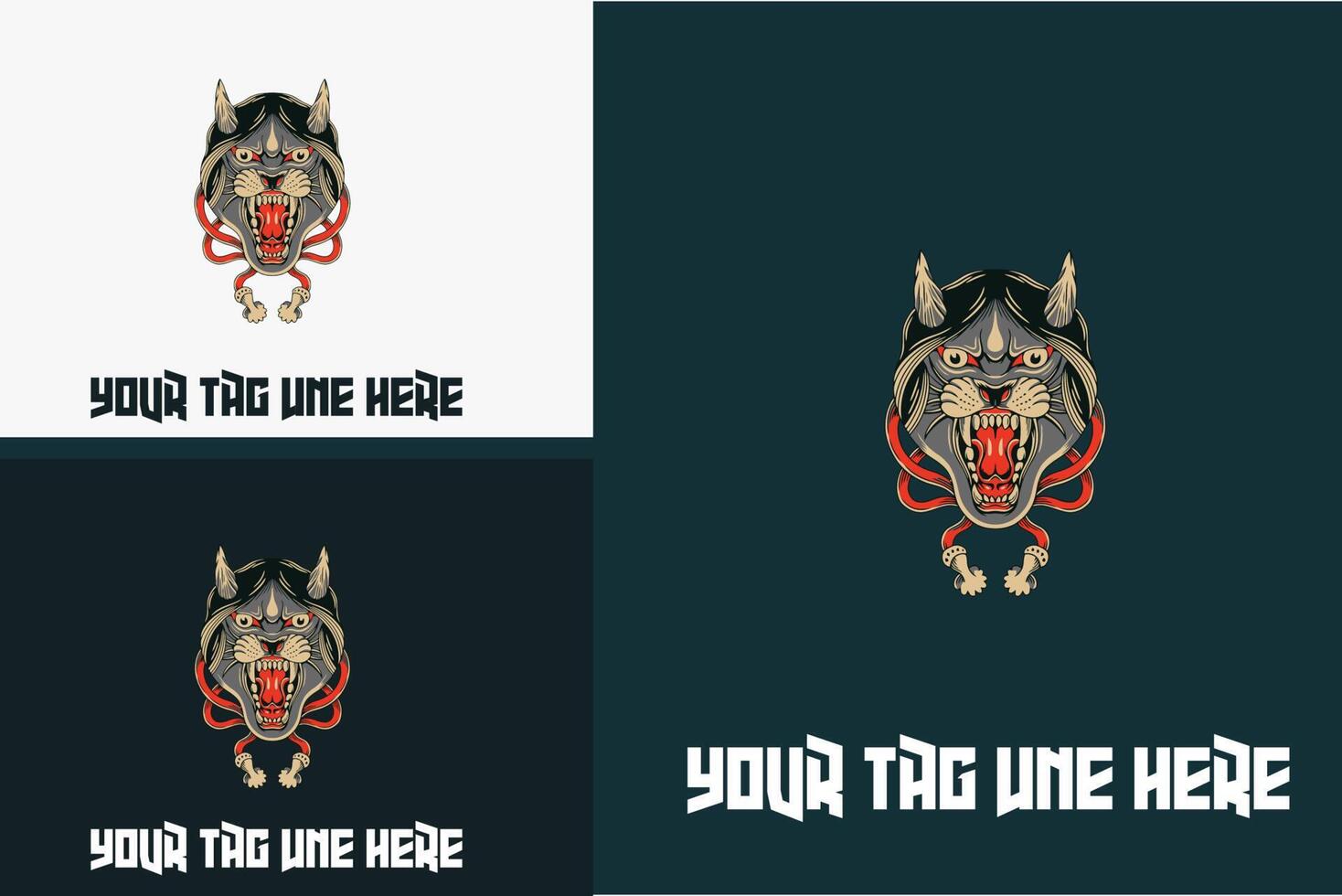 logo design of head panther with horn vector