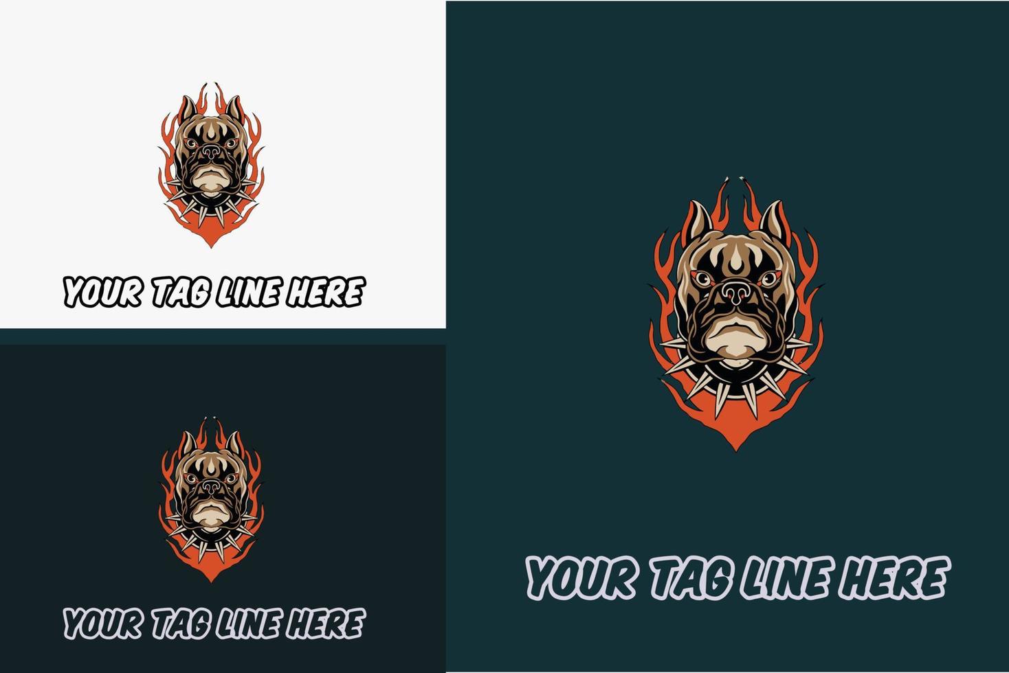 logo design of head dog angry and fire vector