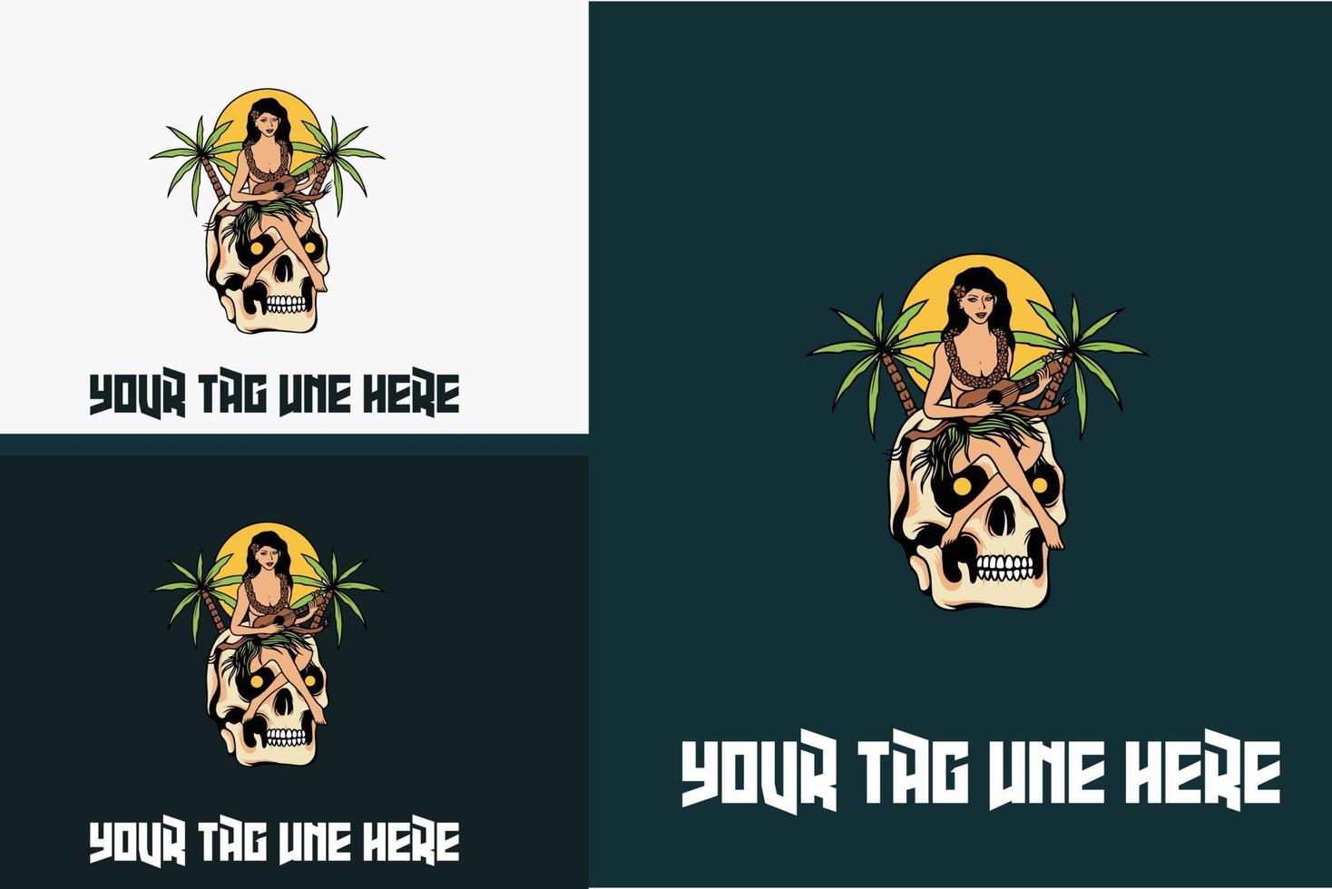 artwork design of head skull and palm vector