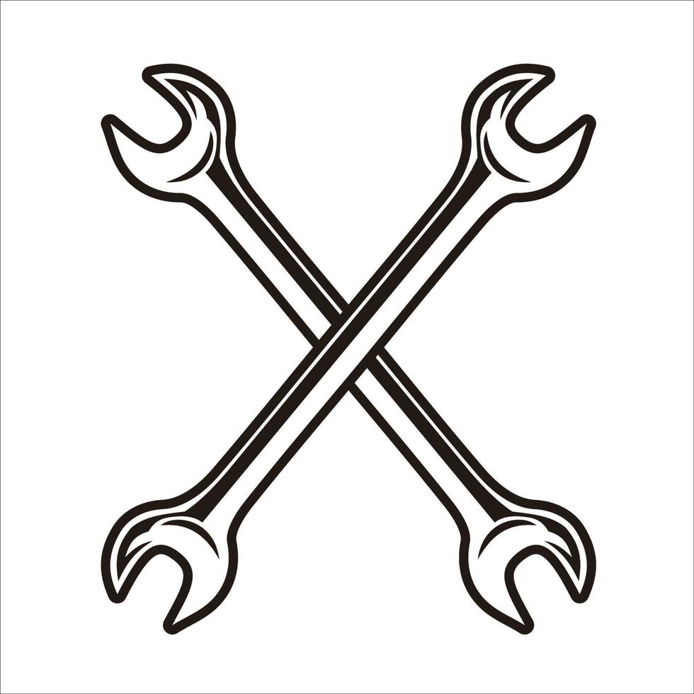 crossed wrench tool symbol vector