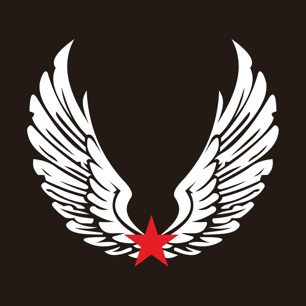wings star emblem vector