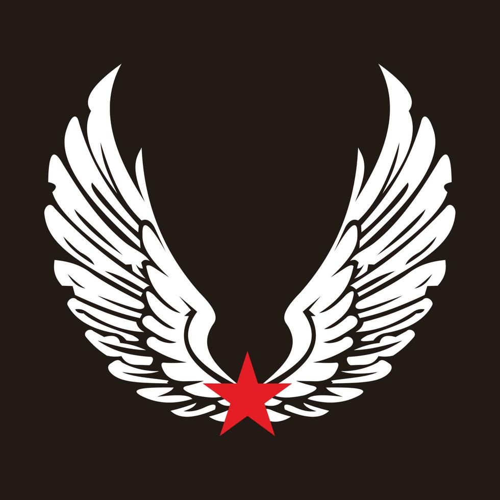 wings star emblem vector