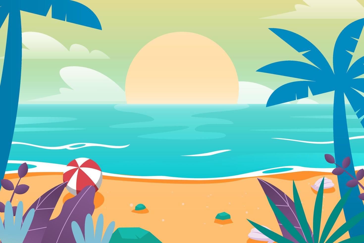 estilo de diseño plano de fondo de playa vector